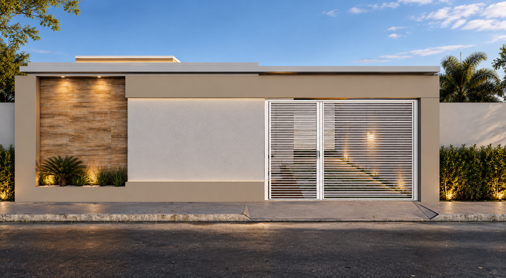 Fachada do projeto 10x20 — Suíte, Piscina e Área de Lazer